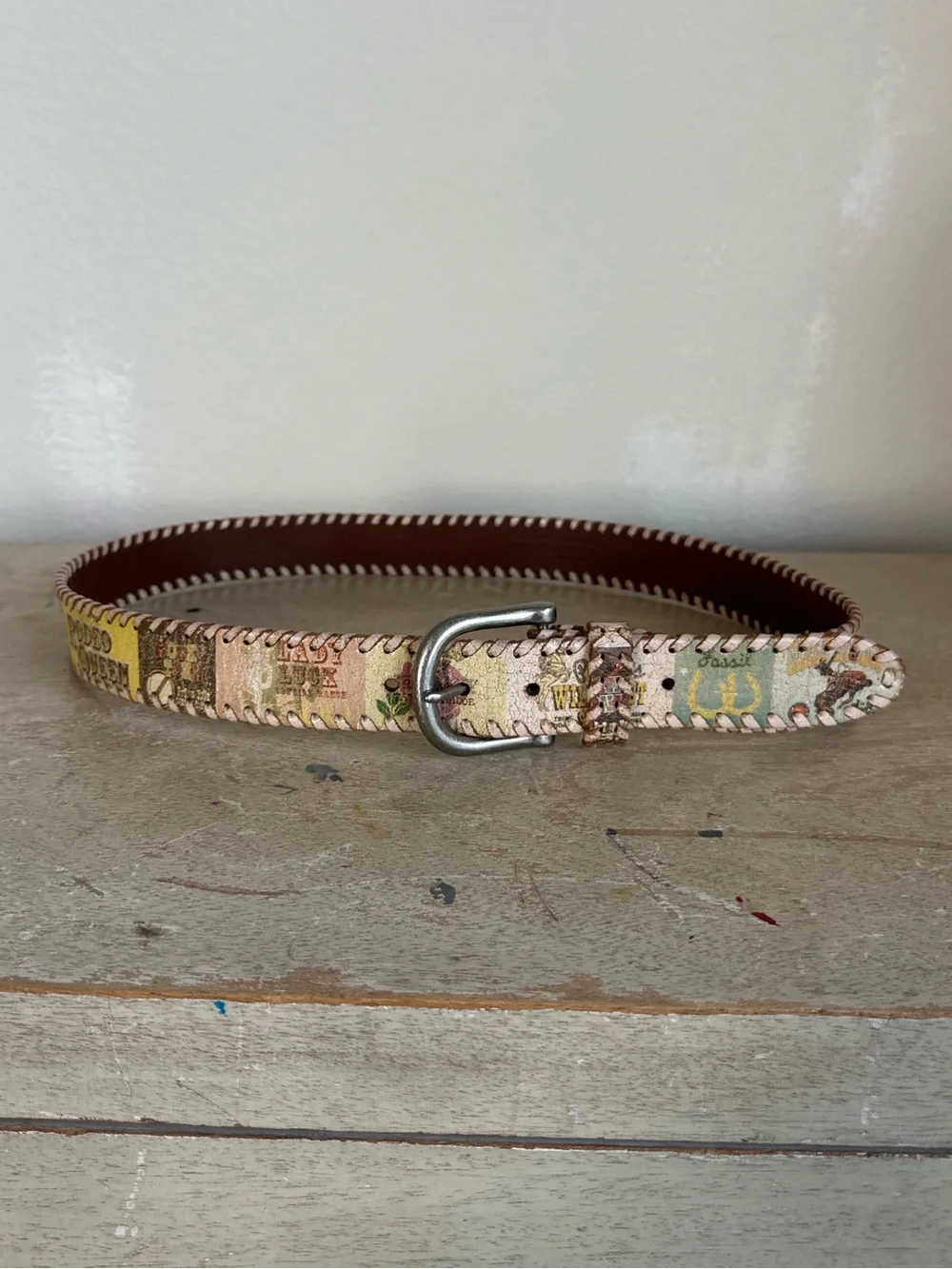 Y2K Fossil Western Leather Belt